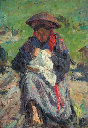 LUPO ALESSANDRO Torino 01/07/1876 - Torino 22/06/1953Contadina al sole (Valle...