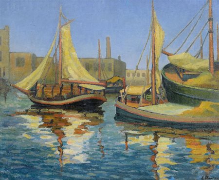 PAVAN ANGELO Vicenza 28/01/1893 - Venezia 1945Venezia, riflessiolio su tela...