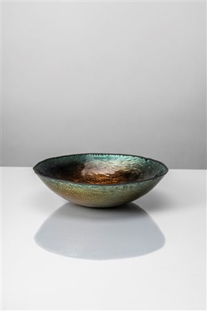 Paolo De Poli - Coppa a smalti policromi su rame , 1966