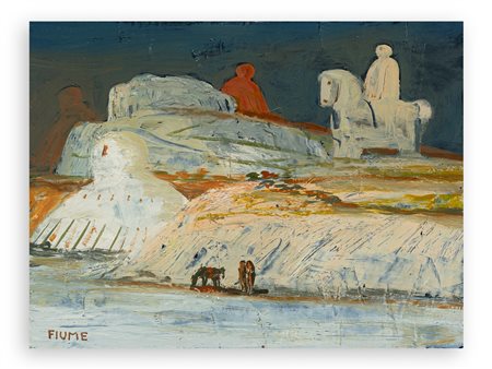 SALVATORE FIUME (1915-1997) - Isola di statue, fine anni '60 inizio anni '70