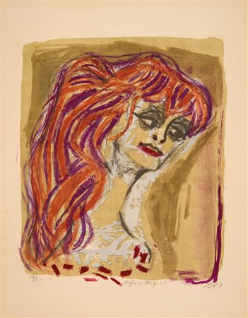 Otto Dix (Gera 1891 - Singen 1969) Rothaariges Mädchen, 1963;Litografia a...