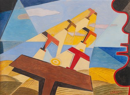 Giulio D'Anna (Villarosa 1908 - Messina 1978) Volo di aerei Caproni,...