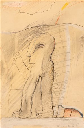 Horst Antes (Heppenheim 1936) Figura con paesaggio, 1966;Matite, matite...