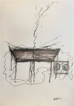 Eliseo Mattiacci (1940 -2019) Senza titolo, 1986;Tecnica mista su carta, 70 x...