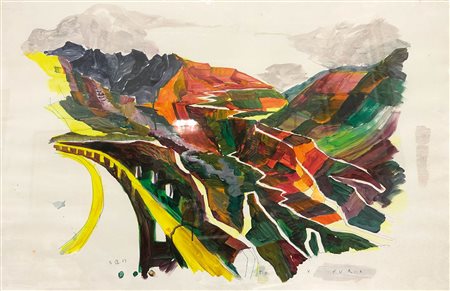 Torben Giehler Furkula Pass;Acrilico su carta, 65 x 101,5 cm Firma, titolo e...