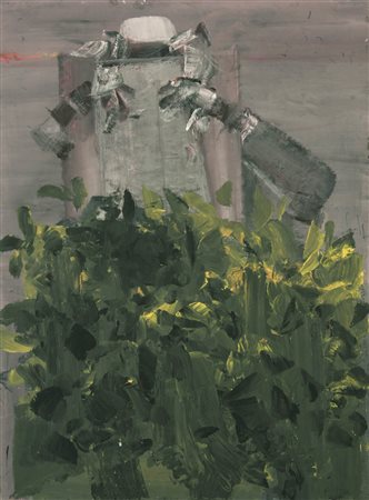 Giuseppe Ferrari Figura oltre la siepe;Acrilico su carta da pacchi, 75 x 100...