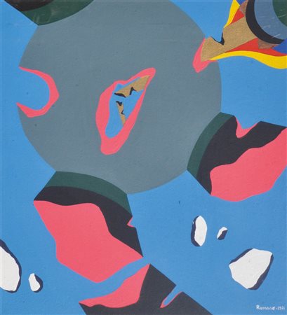 Romanò Senza titolo, 1971;Olio e collage su tela, 48 x 43 cm Firma e data...