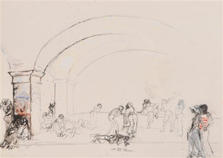 Italienischer Künstler 70er Jahre/Artista italiano anni '70 Studio a ponte...