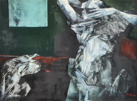 Livio Conta Donna che si spoglia, 1970;Olio su tela, 60 x 90 cm Firma e data...