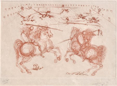Salvador Dalì Combattimento dei cavalieri;Aquatinta auf Papier, 28,5 x 38 cm...