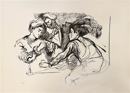 Renato Guttuso (Bagheria 1911 - Roma 1987) Giocatori di carte,...