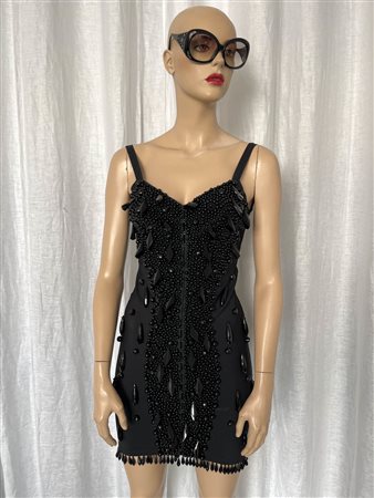 Dolce & Gabbana Rarissimo abito-bustier nero con pietre, 1989;Collezione...