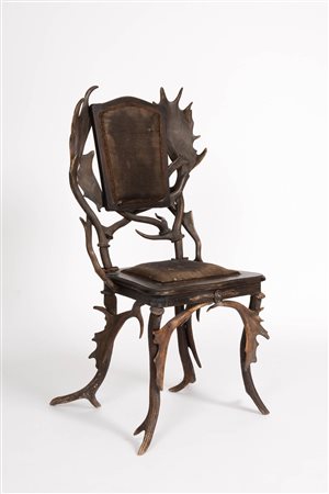 Tiroler Manufaktur/Manifattura tirolese Sedia con schienale con corna di...