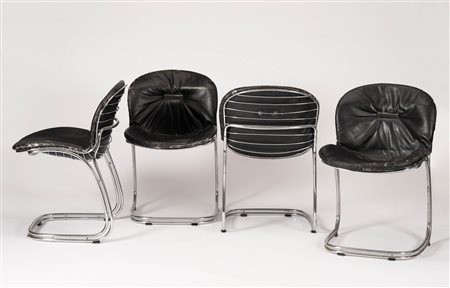 Gastone Rinaldi 4 sedie modello Sabrina, Anni '70;Struttura in metallo...