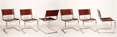 Matteo Grassi (zugeschrieben/attribuito) 6 sedie;Struttura cromata, seduta e...