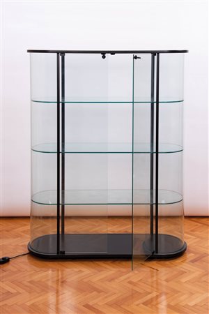 Vittorio Livi Vetrina Ellisse, Anni ‘90;Struttura in metallo, vetro curvo con...