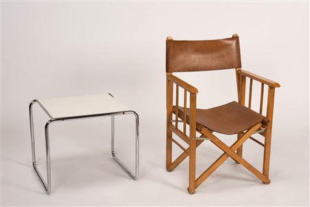 Marcel Breuer Tavolino modello Laccio;Struttura in acciaio cromato, piano in...