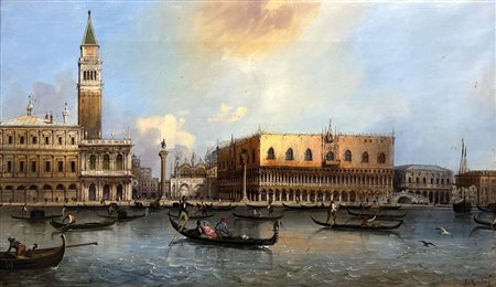 Carlo Grubacs (Venedig/Venezia 1802 - 1870) Bacino di San Marco, Venezia;Olio...