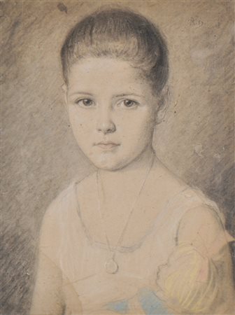 Thomas Riss (Haslach, Stams 1871 - Innsbruck 1959) Ritratto di bambina con...