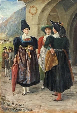 Josef Moroder Lusenberg (St. Ulrich in Gröden/Ortisei 1846 - 1939) Tre donne...