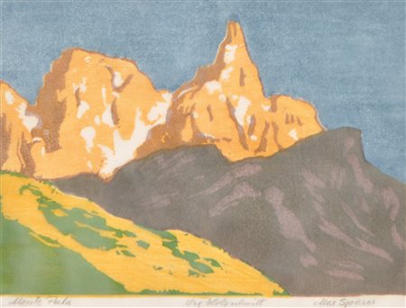 Max Sparer Monte Pala;Xilografia a colori, 21,5 x 28 cm (immagine), in...