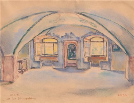 Leo Putz (Meran/Merano 1869 - 1940) Interno di Castel Schwanburg a Nalles,...