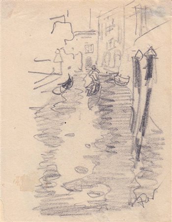 Artur Nikodem (Trient/Trento 1870 - Innsbruck 1940) Canale a Venezia;Matita,...