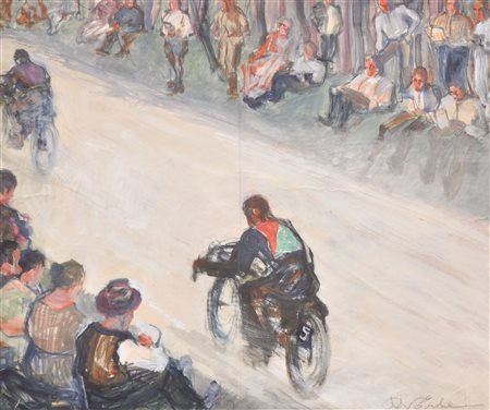 Raimund Wörle (Innsbruck 1896 - 1979) Gara motociclistica, 1935 ca.;Guazzo,...