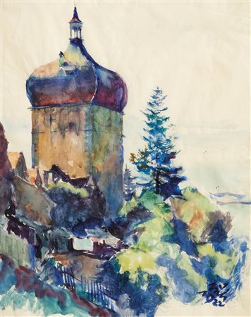 Wilhelm Nicolaus Prachensky (Innsbruck 1898 - 1956) Bregenz, 1922;Acquerello...