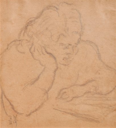 Rudolf Wacker (Bregenz 1893 - 1939 Bregenz) Donna che legge, 1919;Matita, 12...