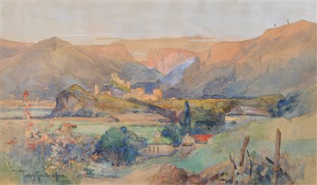 Tony Grubhofer (Innsbruck 1854 - 1935) Castel Firmiano con vista sullo...