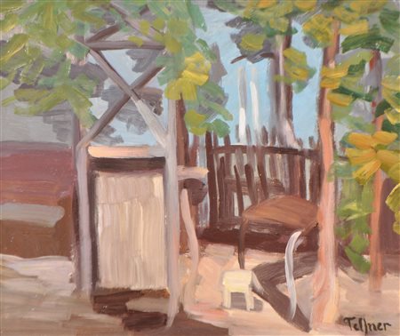 Josef Telfner (Meran/Merano 1874 - Gufidaun/Gudon 1948) Loggia;Olio su...