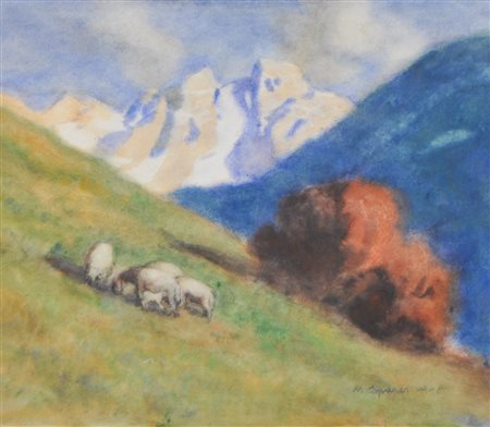 Max Sparer (Söll, Tramin/Termeno 1886 - Bozen/Bolzano 1968) Pecore sulle...