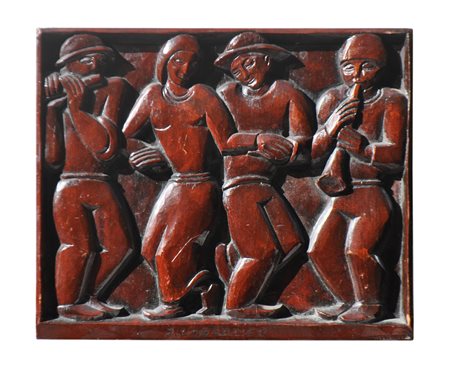 Ignaz Gabloner (Bozen/Bolzano 1887 - 1964) Danza contadina, 1927;Rilievo in...