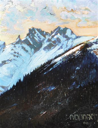 Hans Kramer (Innsbruck 1884 - bei/presso Arsierio 1916) Paesaggio montano...