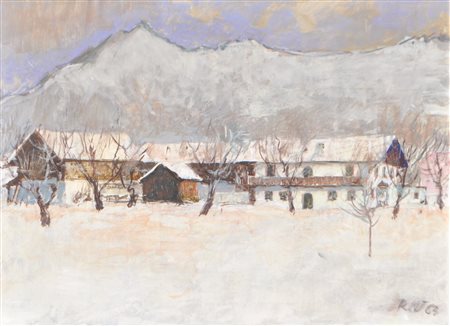 Raimund Wörle (Innsbruck 1896 - 1979) Pradl di inverno verso la catena...