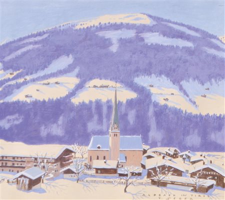 Peter Waldner Alpbach in Tirolo, 1990 ca;Tempera su carta, 27 x 30,5 cm...