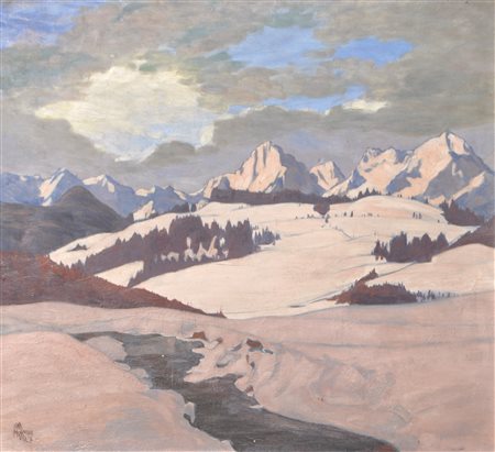 Hans Massmann (Bukarest 1887 - Wien/Vienna 1973) Altopiano alpino in inverno,...