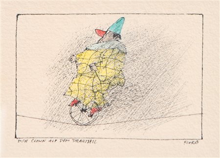 Paul Flora (Glurns/Glorenza 1922 - Innsbruck 2003) Il clown sul filo;China e...