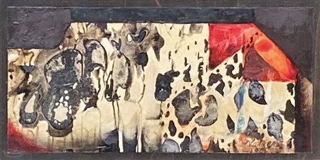 Willy Valier Senza titolo, 1959;Tecnica mista su carta su legno, 12,5 x 27,2...
