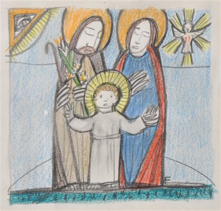 Peter Fellin (Revò 1920 - Meran/Merano 1999) Sacra Famiglia;Matita e matite...