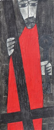 Peter Fellin San Pietro;Olio su tavola, 39,5 x 17 cm Monogramma