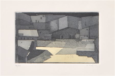 Karl Plattner Burgusio di notte, 1982;Acquatinta, 10,3 x 16,8 cm (lastra),...