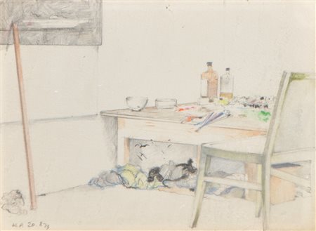 Karl Plattner Atelier, 1973;Tecnica mista su carta, 12,5 x 17,5 cm, in...