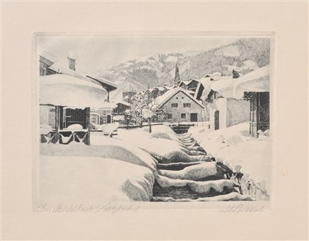 Hans Boresch Mühlbach, Kitzbühel, 1940;Acquaforte, 12,5 x 17 cm (lastra)...
