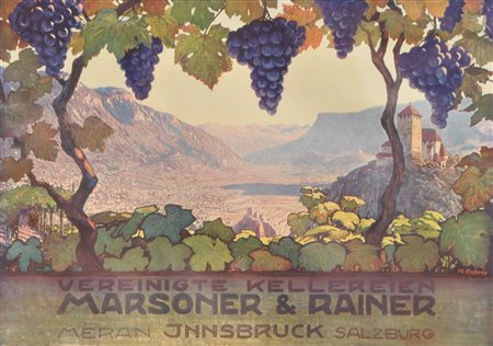 Max von Esterle (Cortina 1870 - Bezau/Vorarlberg 1947) Manifesto "Vereinigte...