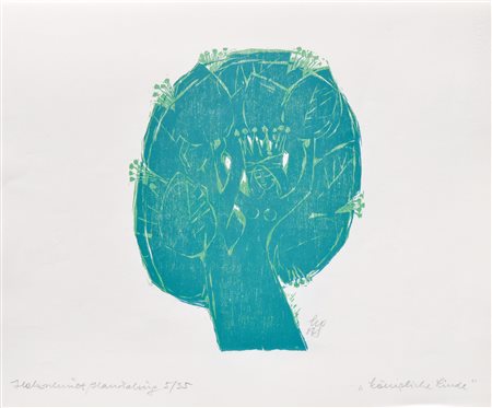 Heiner Gschwendt Tiglio reale, 1987;Xilografia a colori, 34,5 x 42 cm...