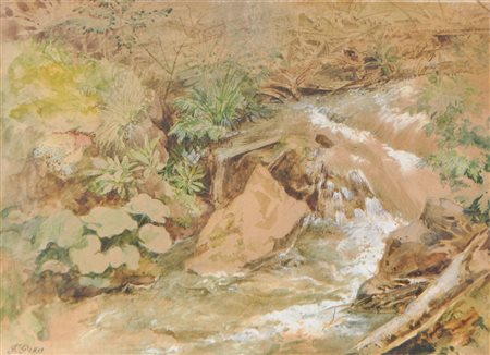 Friedrich Gauermann zugeschrieben/attribuito Wildbach, 1839;Acquerello con...