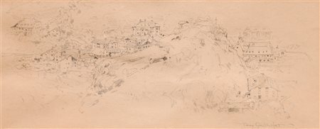 Tony Grubhofer (Innsbruck 1854 - 1935) Paesaggio in Alto Adige;Matita, 12 x...