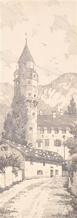 A. Bruckner Hall in Tirol, 1902;Tusche, 33,5 x 12,2 cm Erschienen in...